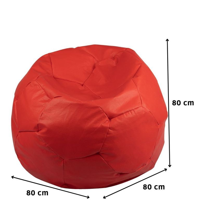 Funda Pouf Pera Futbol Rojo Eco Cuero 80x80x80 cm Máxima Design-1