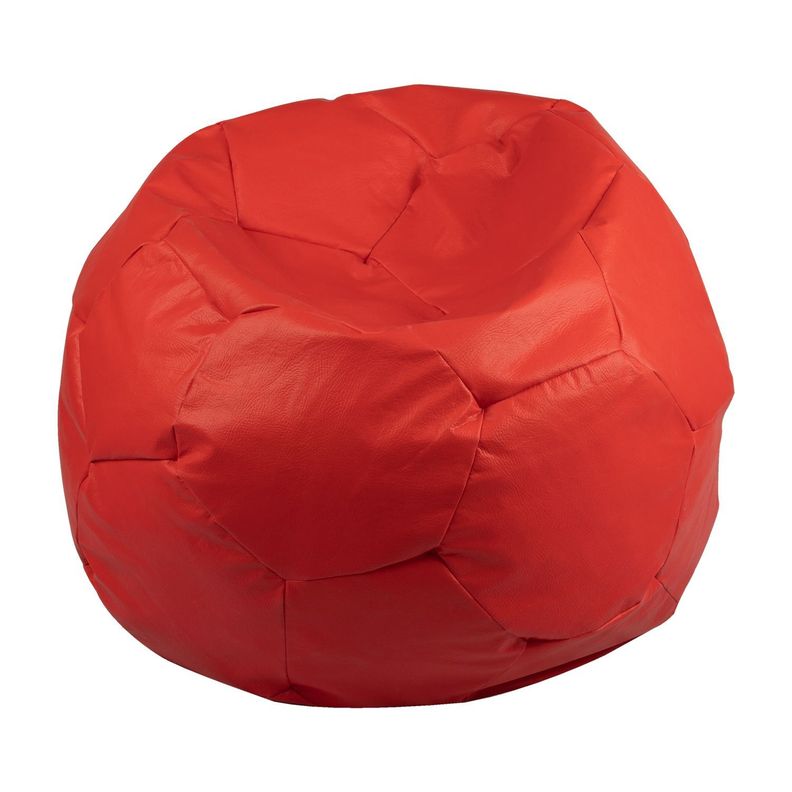 Funda Pouf Pera Futbol Rojo Eco Cuero 80x80x80 cm Máxima Design-0