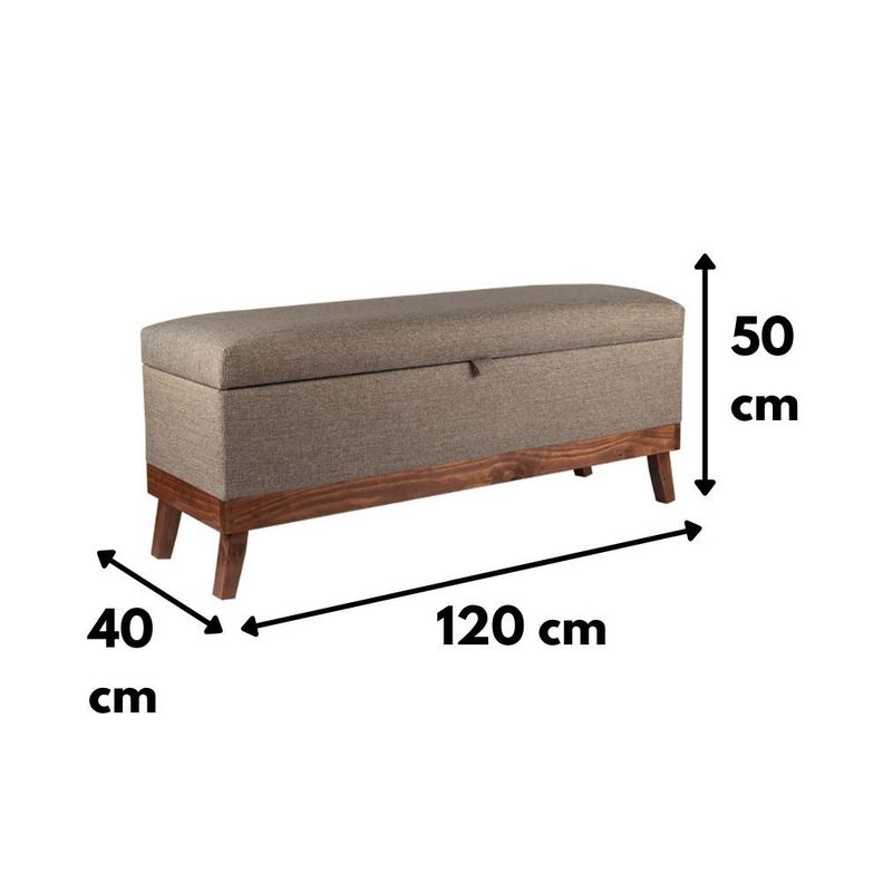 Banqueta con Baúl Incy Gris-Beige Omega 120x40x50 cm Máxima Design-3
