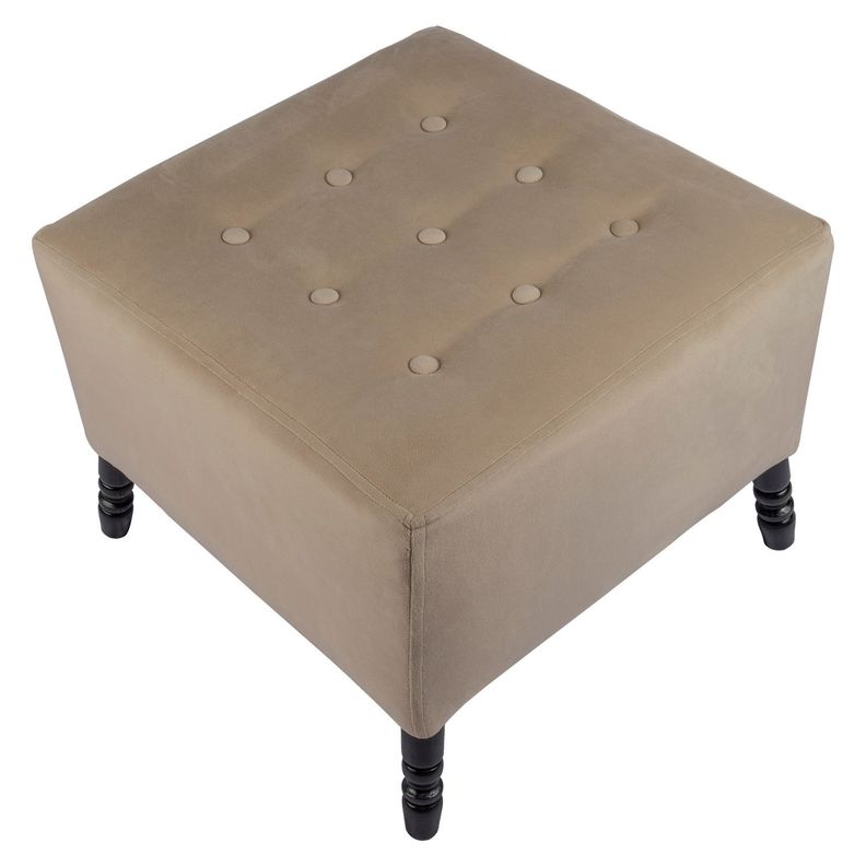 Pouf Alejandro Diseño Beige Felpa 54x54x44 cm Máxima Design-0
