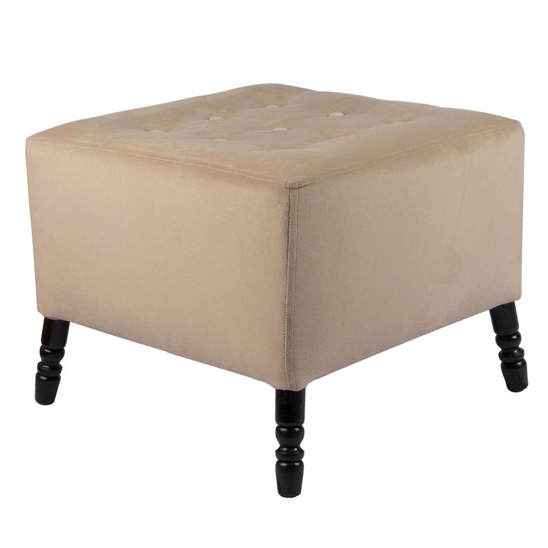 Pouf Alejandro Diseño Beige Felpa 54x54x44 cm Máxima Design-3
