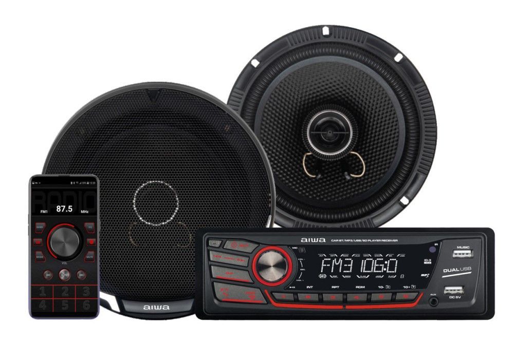 Combo Radio Para Auto + Parlantes Aiwa-0
