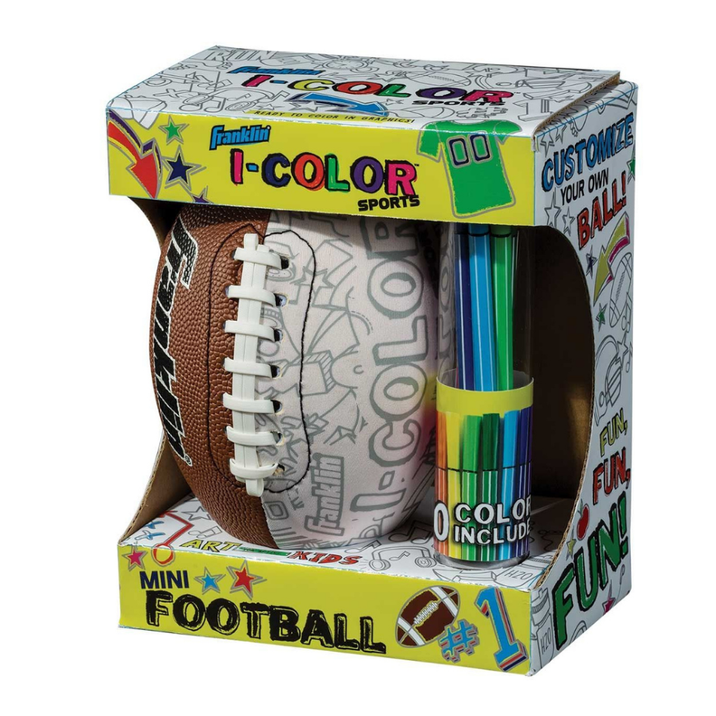 Balón Futbol Americano Pintable Franklin Sports Mini I-Color 10 Lápices-2