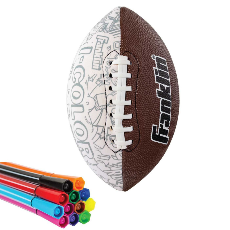 Balón Futbol Americano Pintable Franklin Sports Mini I-Color 10 Lápices-0
