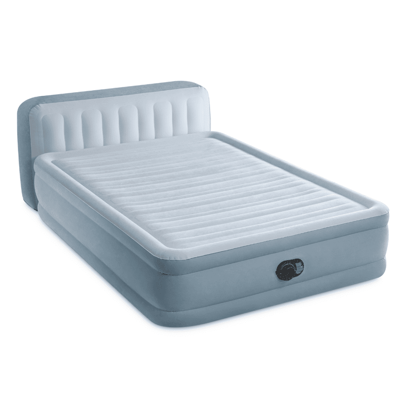 Colchon Inflable Electrico Intex 2 Plazas 152x203x46 Cm Respaldo Queen Plush Headboard Gris