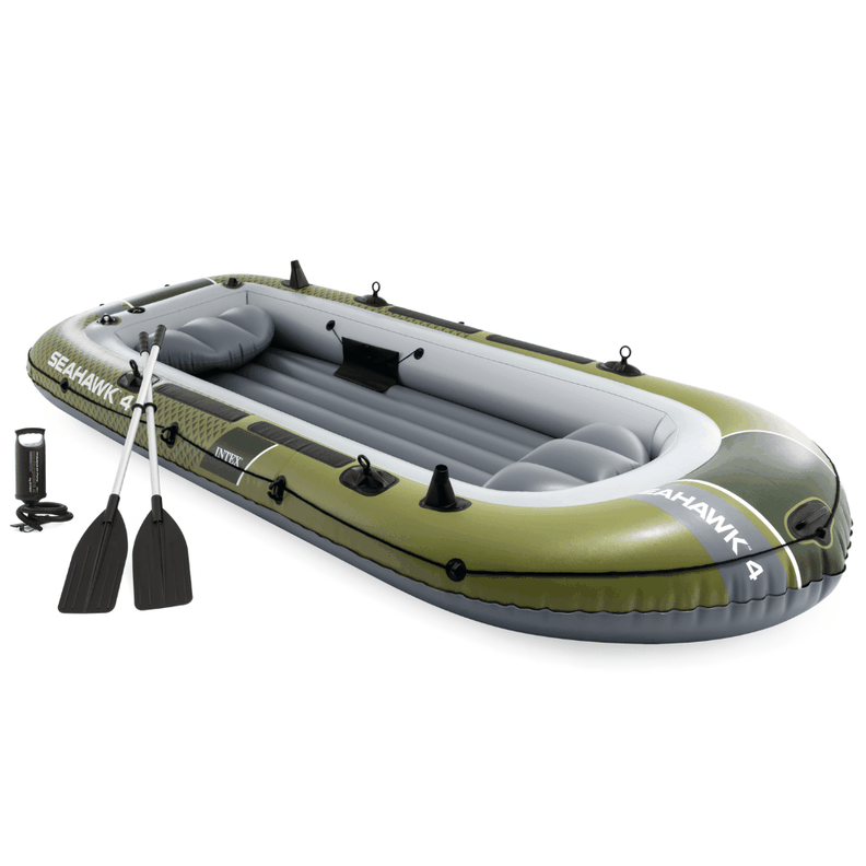 Bote Inflable Intex Seahawk 4 Set Capacidad 480 Kg + Remos + Inflador Verde
