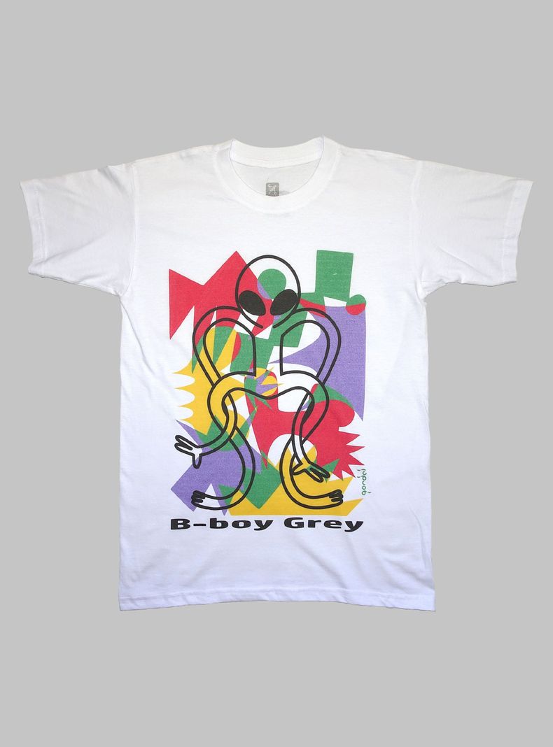 Polera niño manga corta 100% algodón orgánico con diseños originales. B-boy Grey-0
