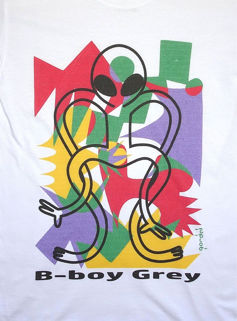 Polera niño manga corta 100% algodón orgánico con diseños originales. B-boy Grey-2