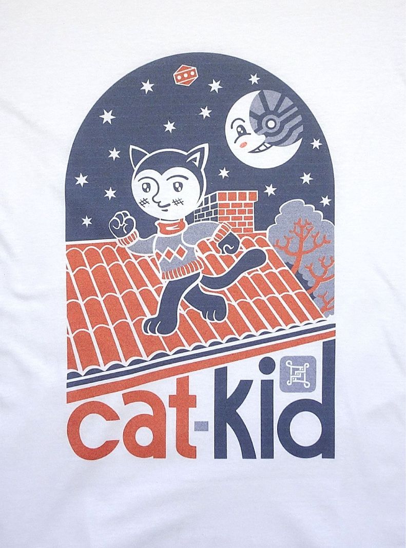 Polera niño manga corta 100% algodón orgánico con diseños originales. Cat kid-2