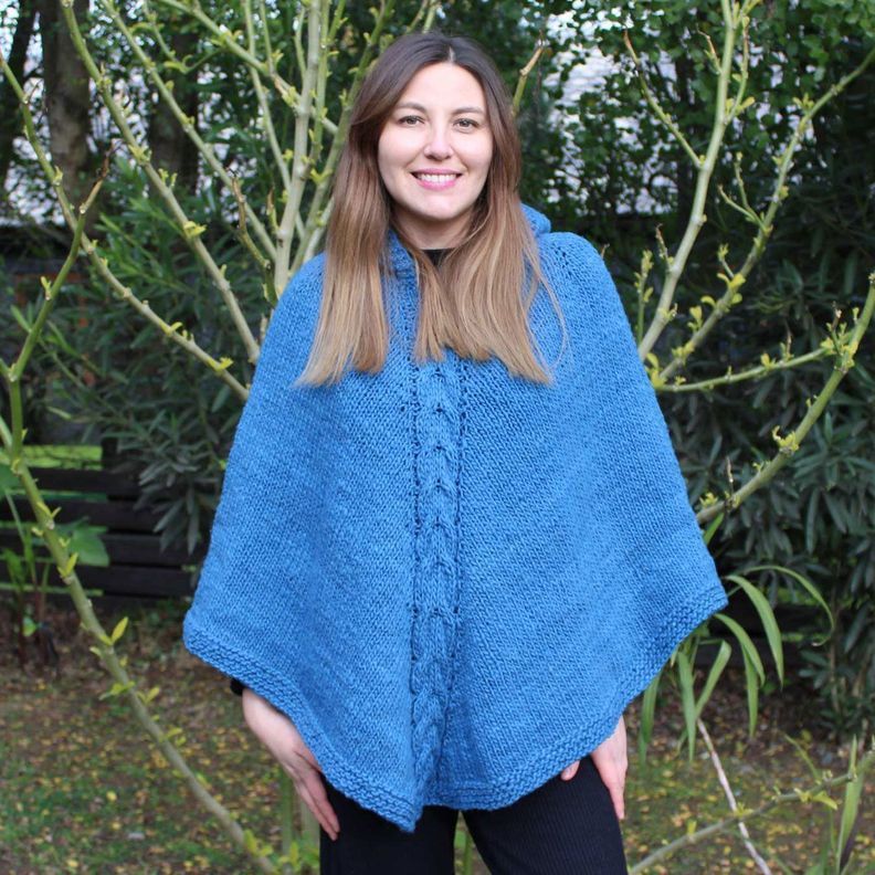 Poncho Azulillo - 100% Lana de Oveja -2