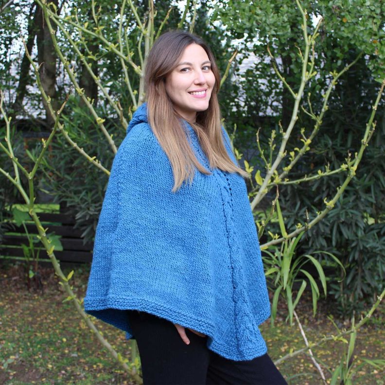Poncho Azulillo - 100% Lana de Oveja -3