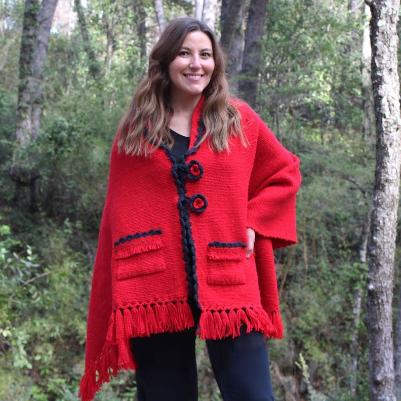  Capa Copihue Rojo - 100% Lana de Oveja -2