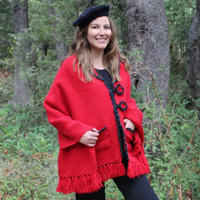  Capa Copihue Rojo - 100% Lana de Oveja -3