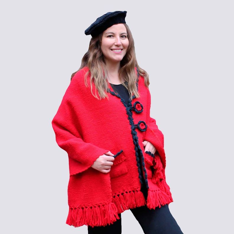  Capa Copihue Rojo - 100% Lana de Oveja -0