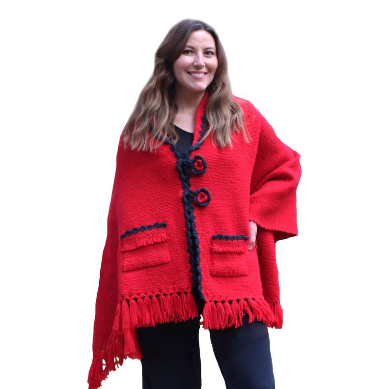  Capa Copihue Rojo - 100% Lana de Oveja -1