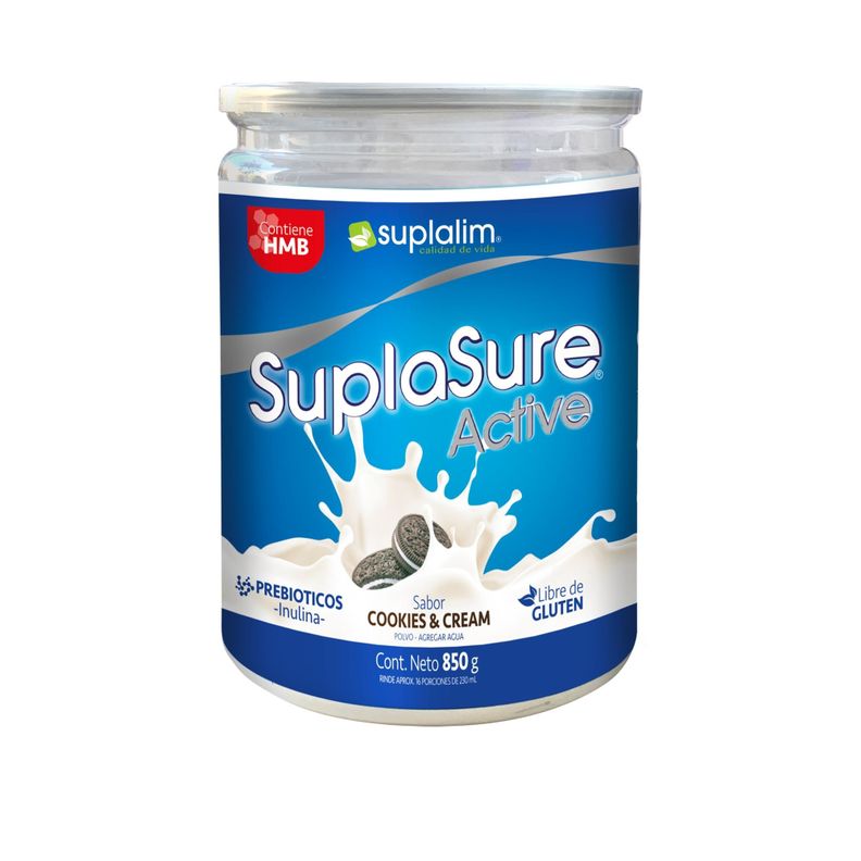 SUPLASURE ACTIVE CON 28 VITAMINAS ESCENCIALES 850G SABOR COOKIES & CREAM