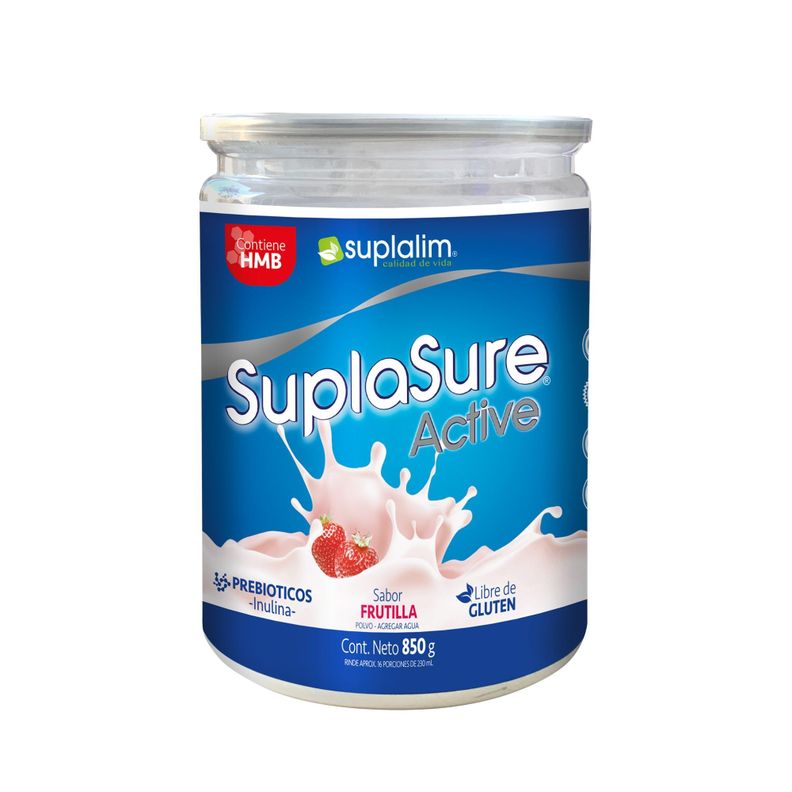 SUPLASURE ACTIVE CON 28 VITAMINAS ESCENCIALES 850G SABOR FRUTILLA