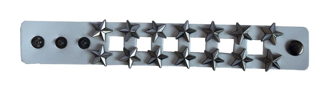 Pulsera de Cuero Blanca con Estrellas-1