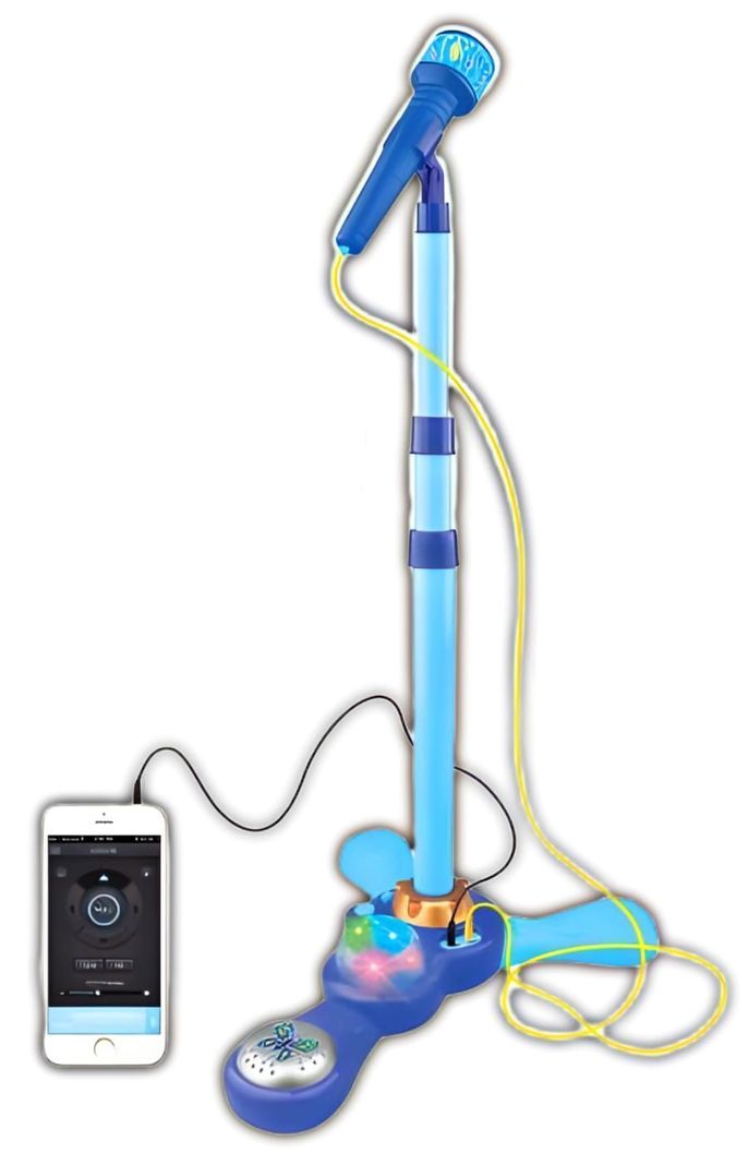 Micrófono Pedestal Juguete Mp3 Con Luces Infantil Azul-1