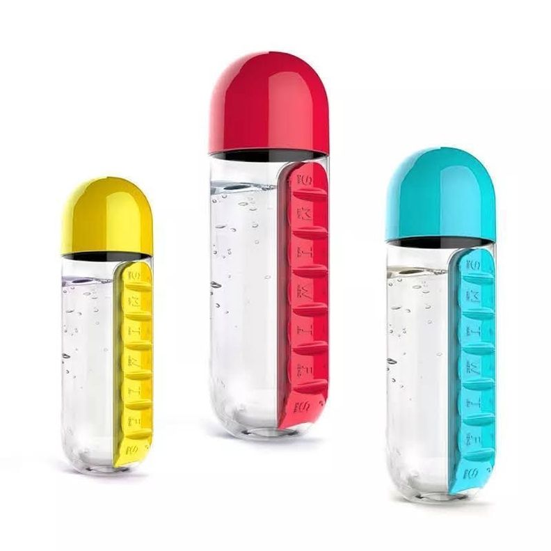 Botella De Agua 600ml + Pastillero Organizador De Pastillas-4