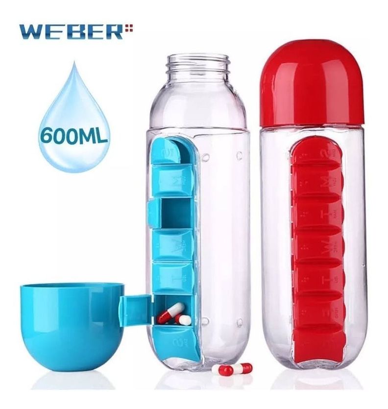 Botella De Agua 600ml + Pastillero Organizador De Pastillas-6