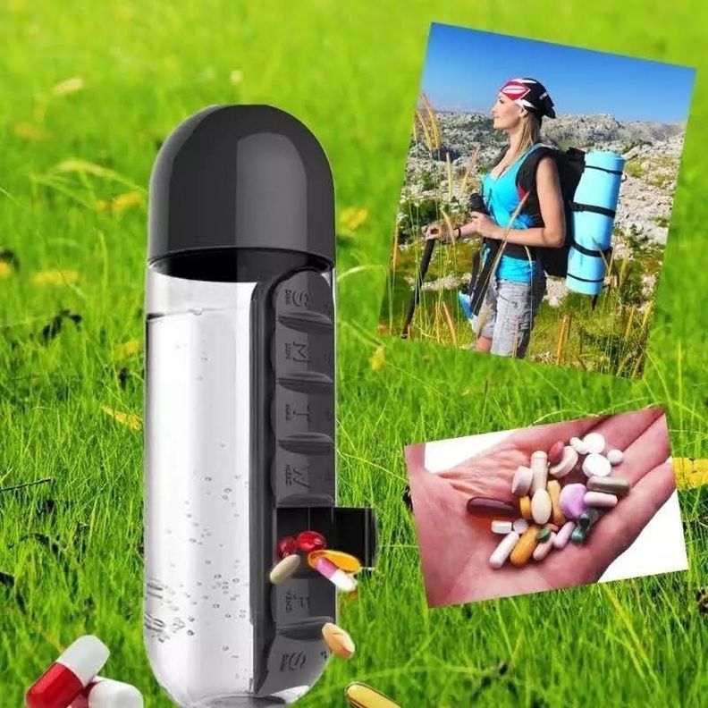 Botella De Agua 600ml + Pastillero Organizador De Pastillas-7