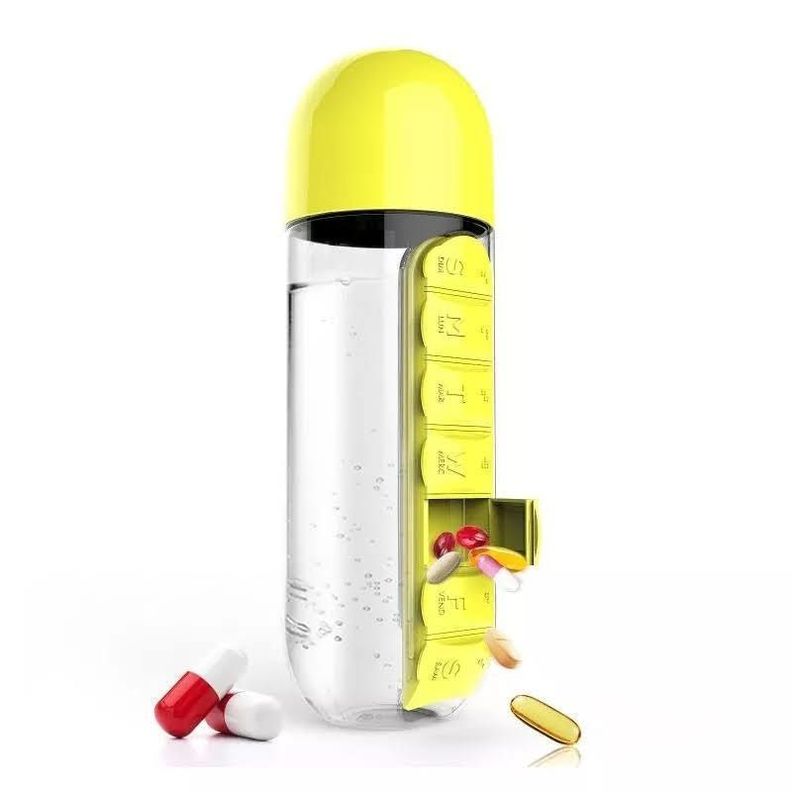 Botella De Agua 600ml + Pastillero Organizador De Pastillas-0