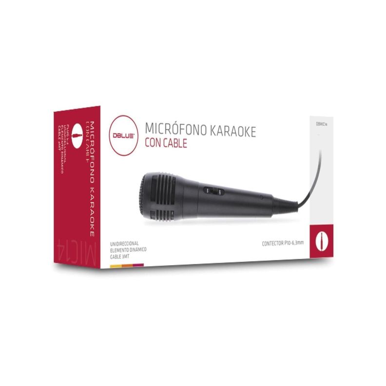 Microfono Karaoke Con Cable 3mt Con Plug 6.3 Dblue-3