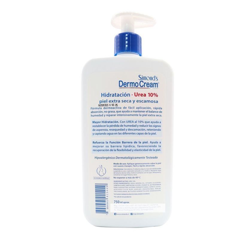 Crema hidratación intensiva Urea 10% Simond´s cuerpo 750ml-1