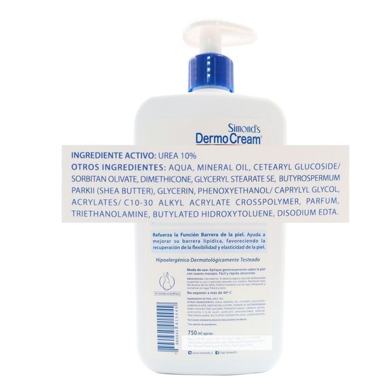 Crema hidratación intensiva Urea 10% Simond´s cuerpo 750ml-2
