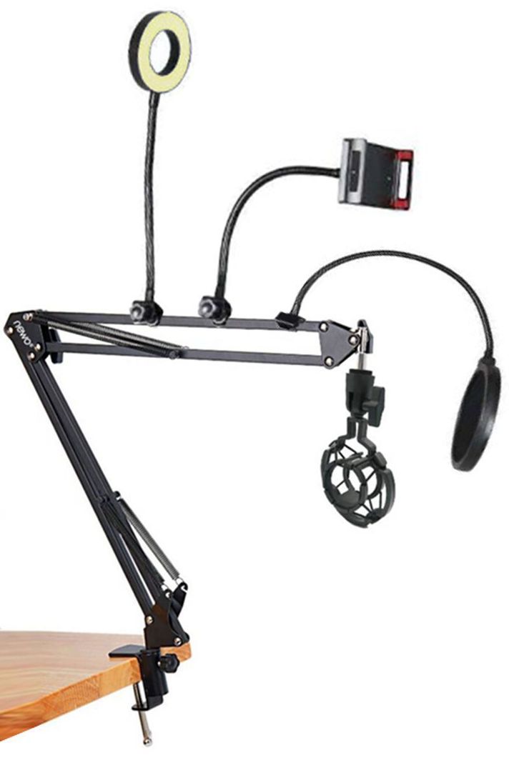 Atril soporte micrófono celular mesa escritorio led antipop araña NB-36C-0