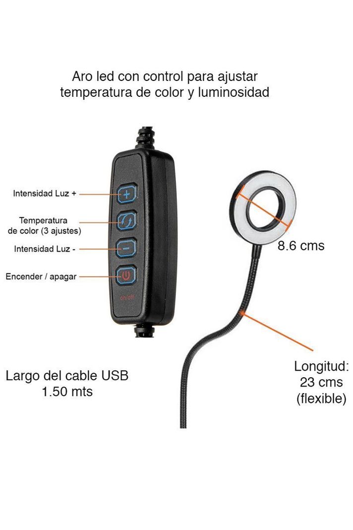Atril soporte micrófono celular mesa escritorio led antipop araña NB-36C-5