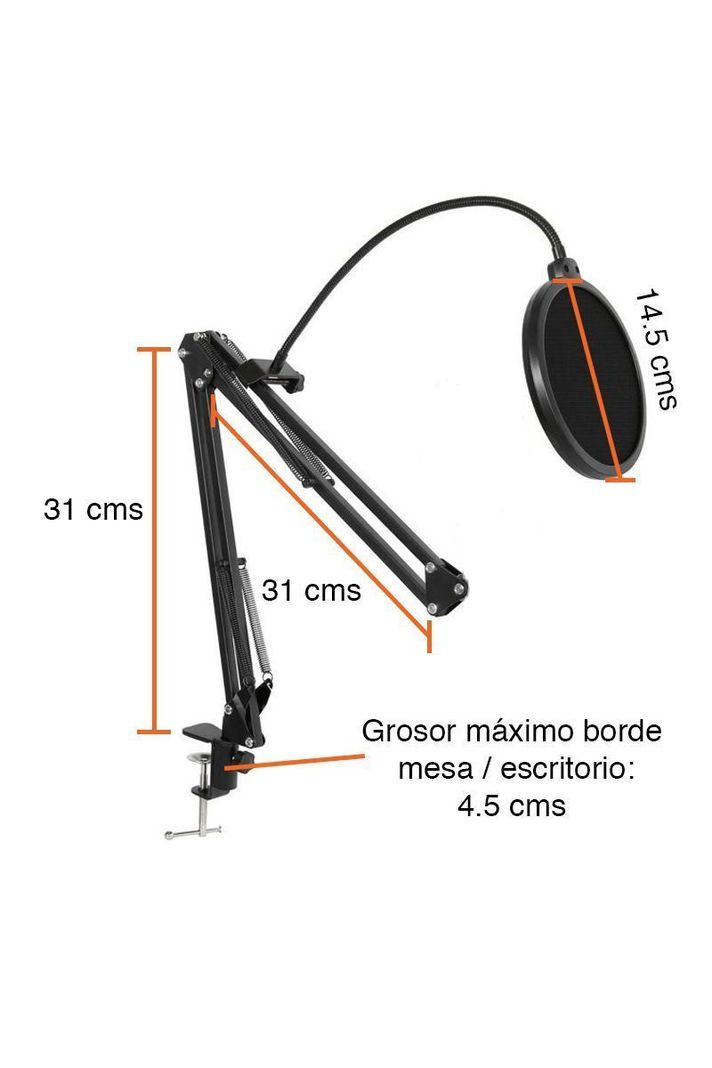 Atril soporte micrófono celular mesa escritorio led antipop araña NB-36C-3