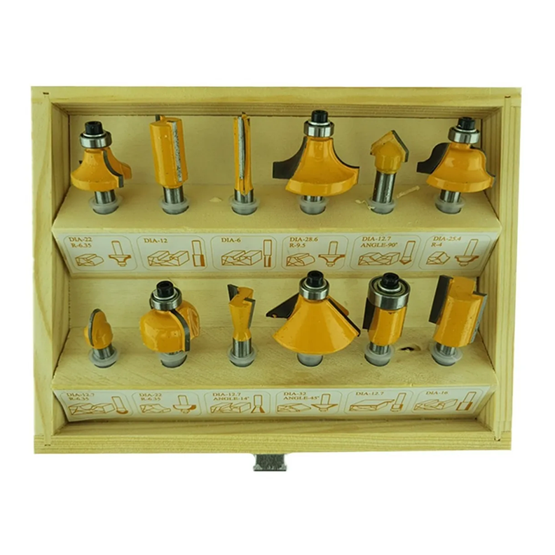 Set Juego De Fresas 12 Piezas 1/4 Tupi Router Tmk-2
