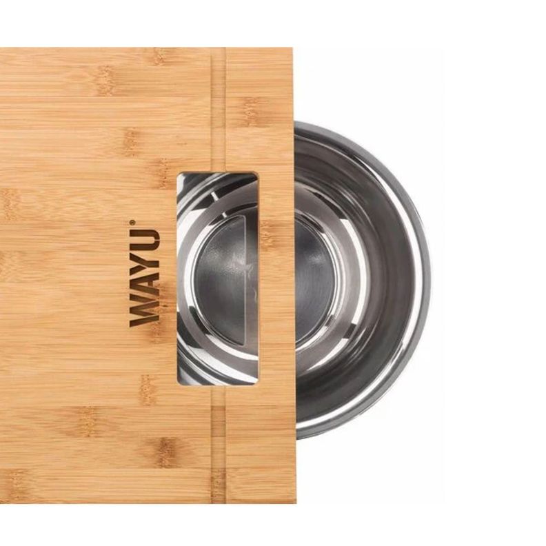 Tabla de Madera Acacia con Bowl de acero circular- Wayu-1