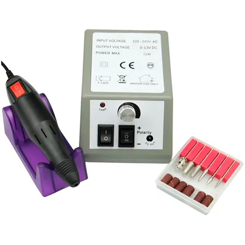 Set Torno Profesional Para Unas Acrilicas Manicure Pedicure Gris