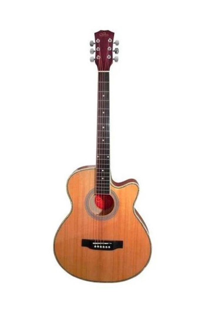 Guitarra Electroacustica Sevillana 40 Pulgadas Slim Con Funda Beige Natural