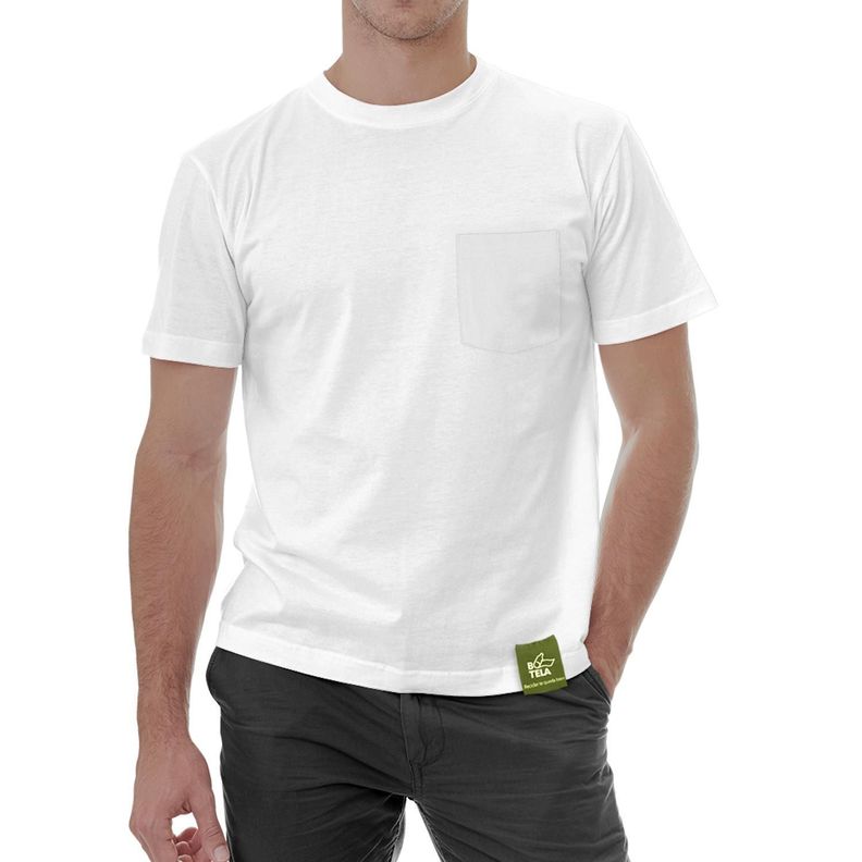 Polera Blanca Sustentable Hombre manga corta-0