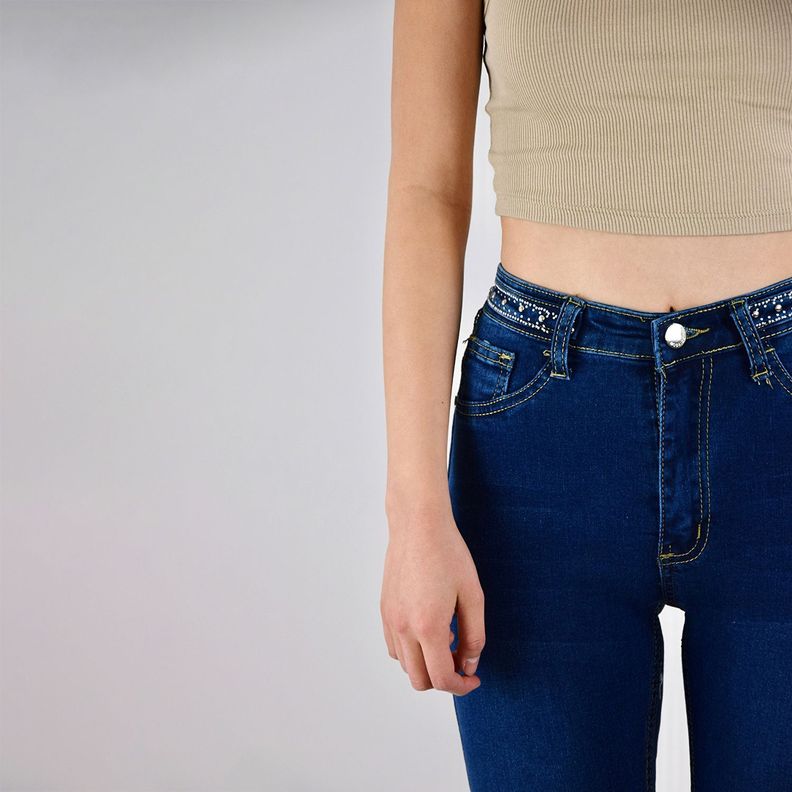 Jeans De Mujer Skinny Con Aplicaciones-2
