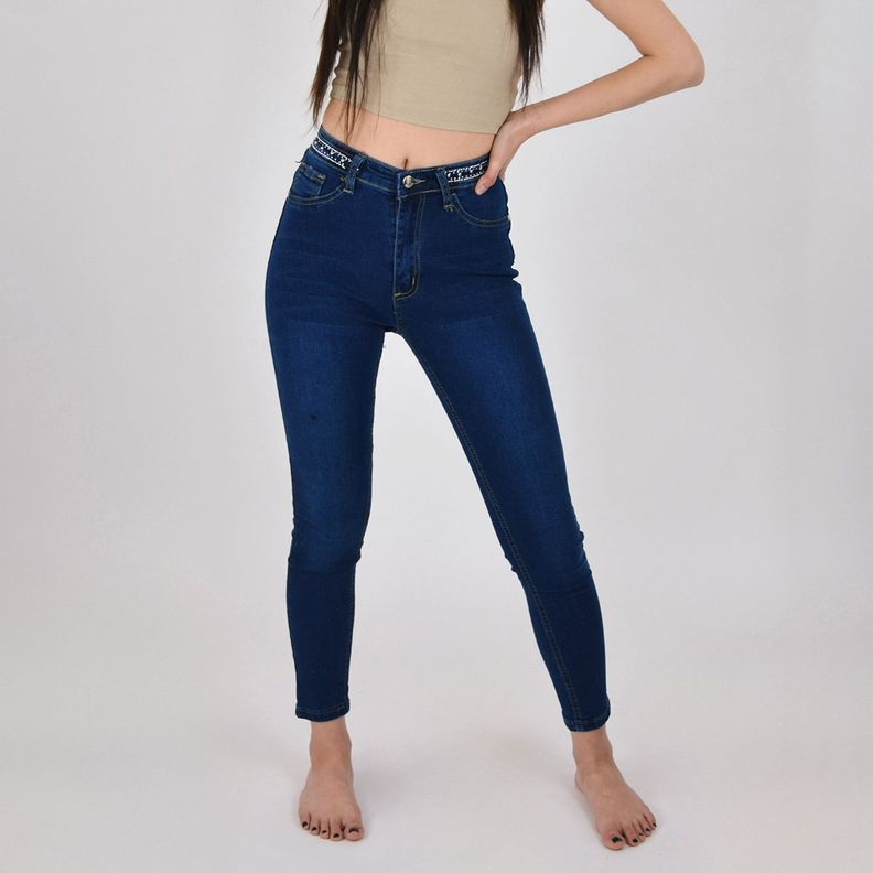 Jeans De Mujer Skinny Con Aplicaciones-0
