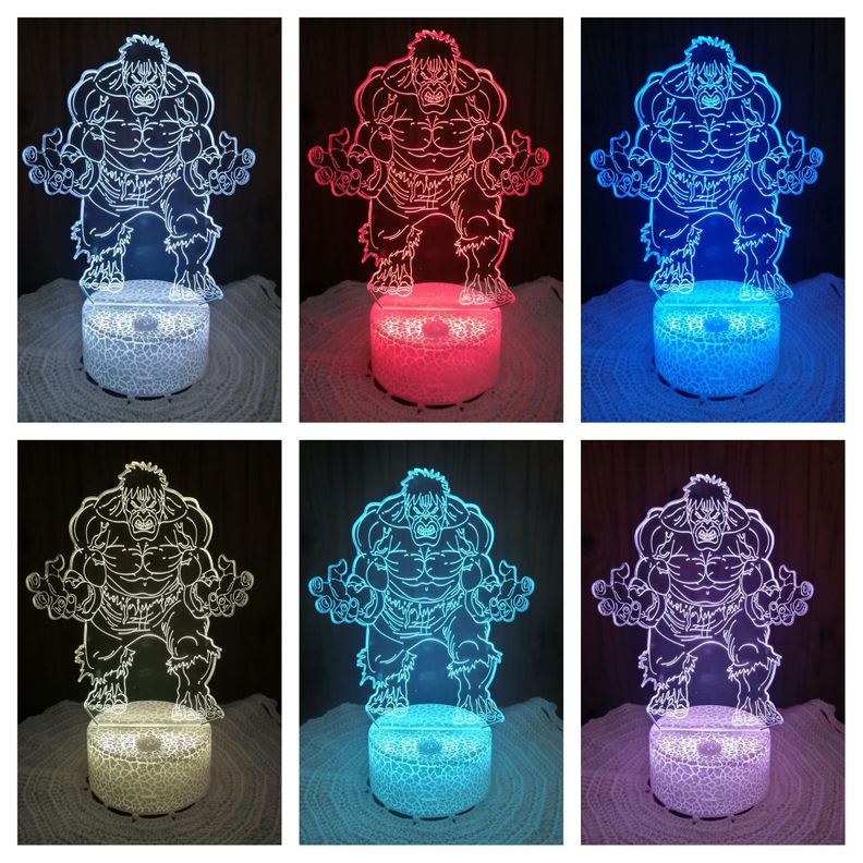 Lámpara ilusión 3D Hulk 7 Colores Led-1