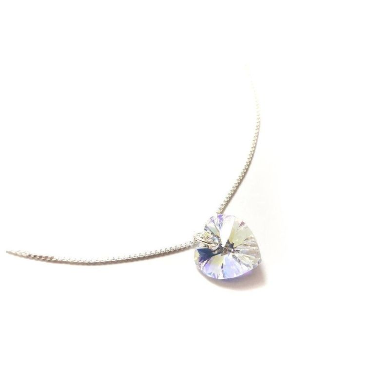 Collar Corazón Cristal austriaco Aurore Boreale 45cm Plata Fina 925-2