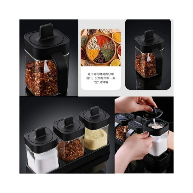 Especieros Cocina Taper Separador Azucarero Salero Envase Negro-1