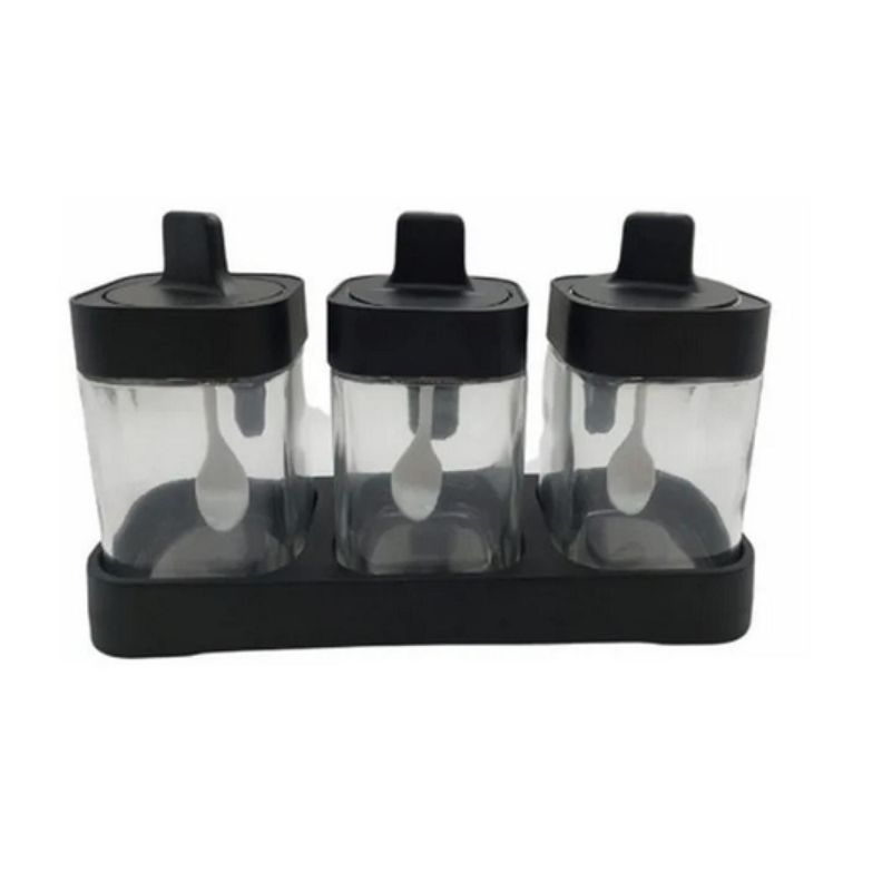 Especieros Cocina Taper Separador Azucarero Salero Envase Negro-0