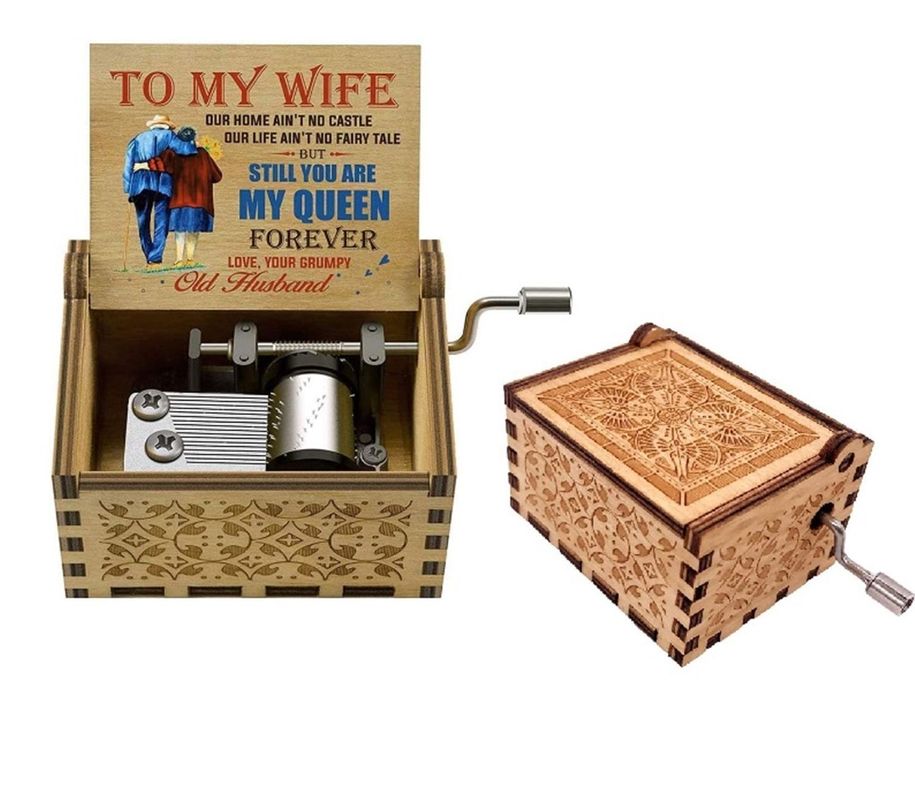 TO MY WIFE DEDICATORIA A MI ESPOSA caja musical de manivela Cafe