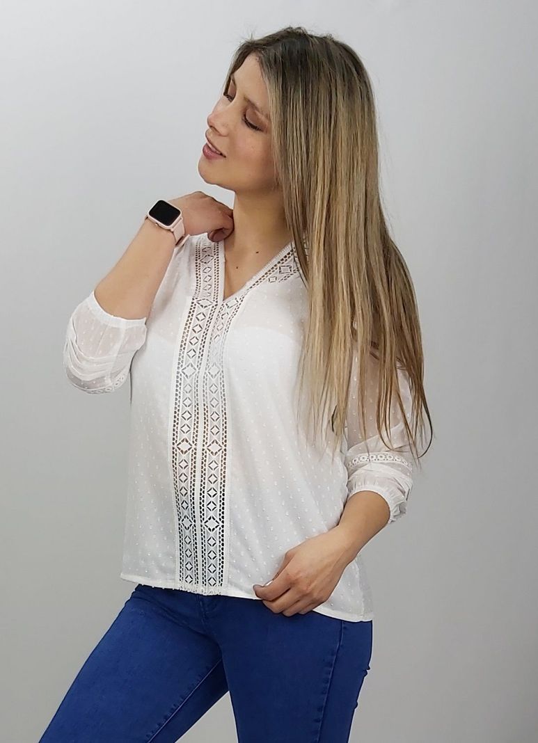 Bluson chiffon aplic. Crochet-1