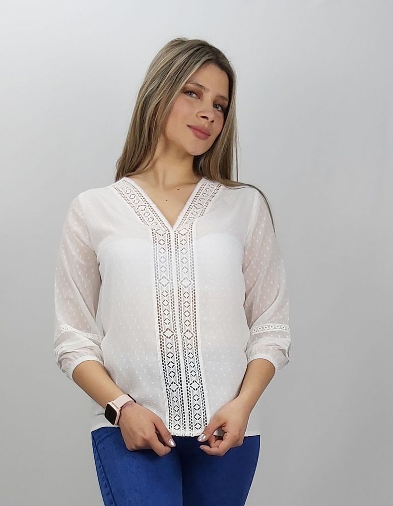 Bluson chiffon aplic. Crochet-0