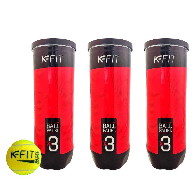Pack 3 Tarros pelotas padel K-FIT 9 unidades-0
