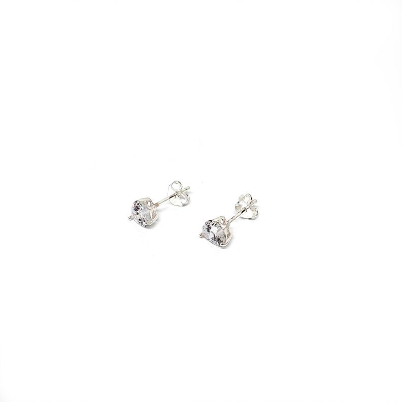 Aros Corazón Circón Blanco 5mm Plata Fina 925-1