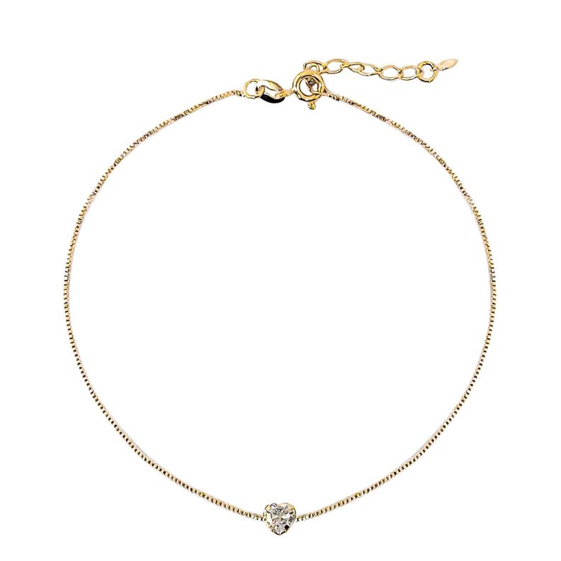 Tobillera Corazón Cadena Veneciana Enchapado Oro 18K-0